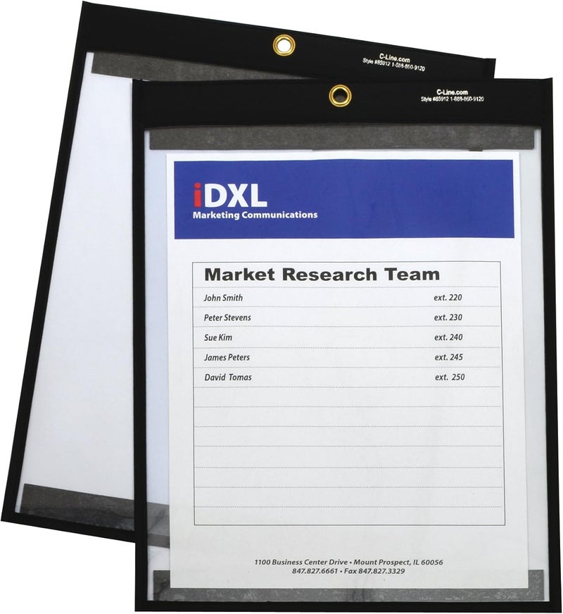 C-Line 9 x 12 Inches Clear on Both Sides Magnetic Stitched Shop Ticket Holder, Box of 10 (85592) - Image 1